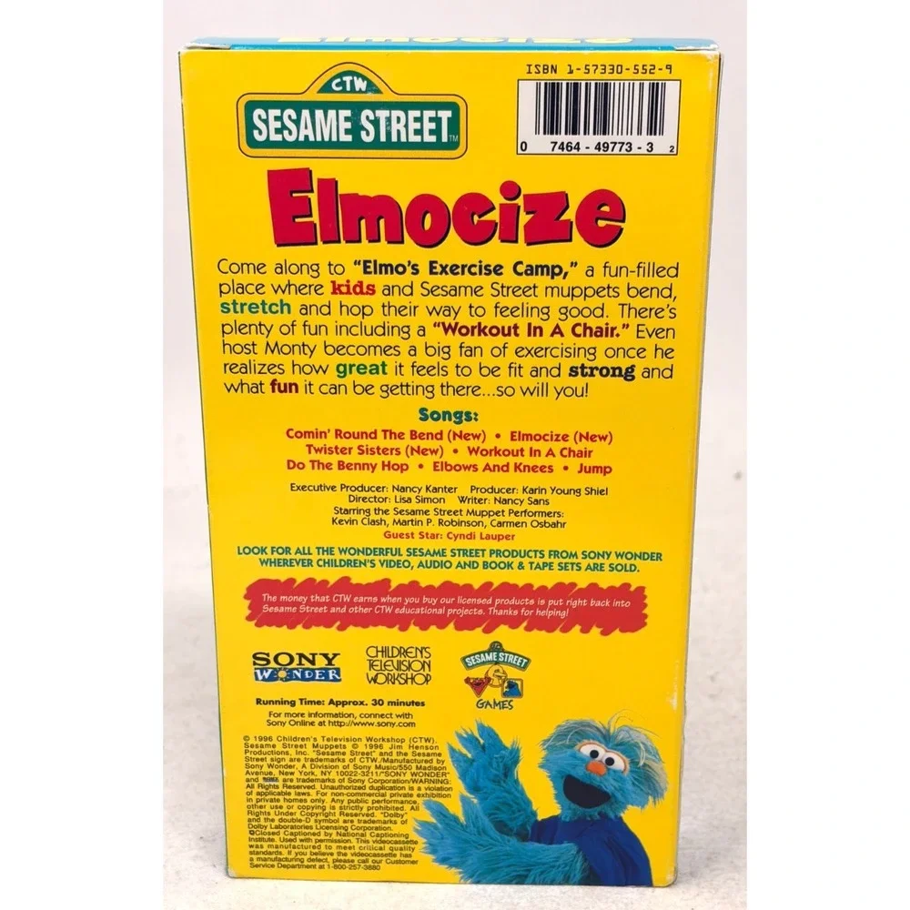 Sesame Street Elmocize VHS 1996 Sony Wonder Children's Workshop Elmo Exercise